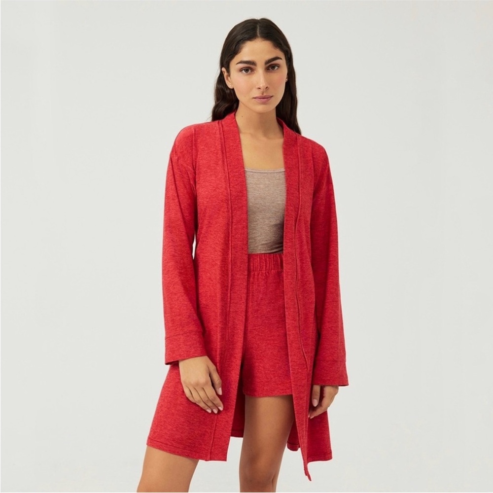 Outdoor Voices Cloudknit Robe In Strawberry Red